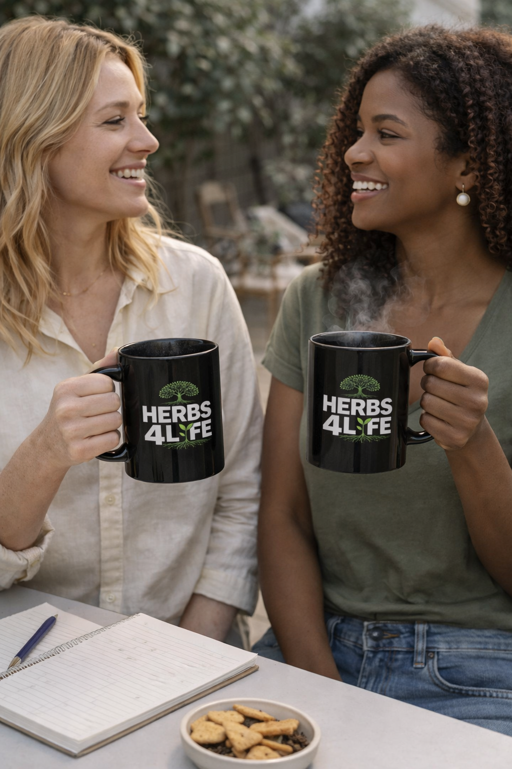 Herbs 4 Life Black Mug — Botanical Tree Logo Coffee Cup (11oz )